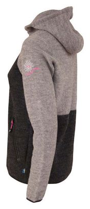Ivanhoe cardigan Zoya Hood FZ avec capuche pour femme en laine-Gris