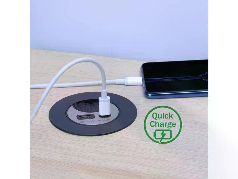 Max Hauri USB-Ladesteckdose USB A C mit Kabeldurchführung, Kabeldurchführung mit USB A und USB C Charger
