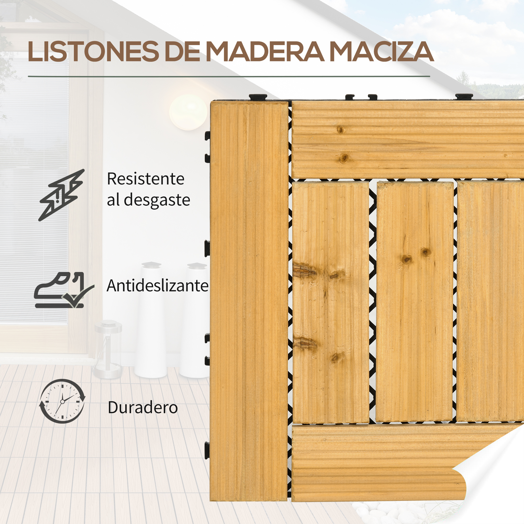 Conjunto de azulejos de madeira Outsunny com 27 peças