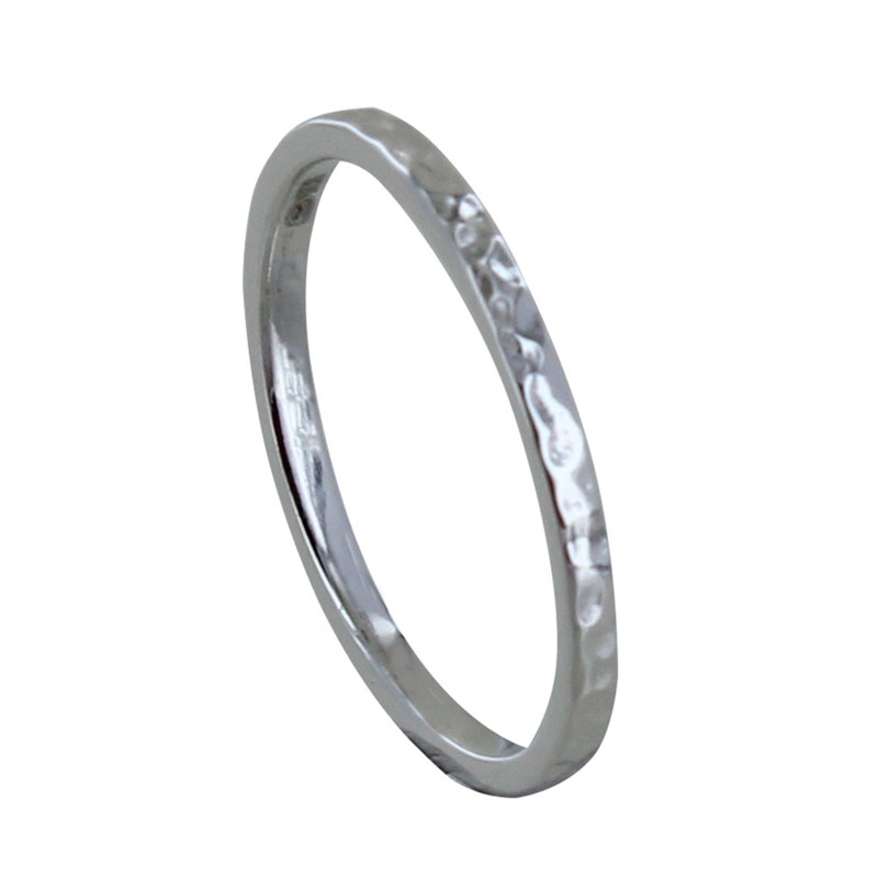Bague Argent Rhodié Alliance Fine Martelée
