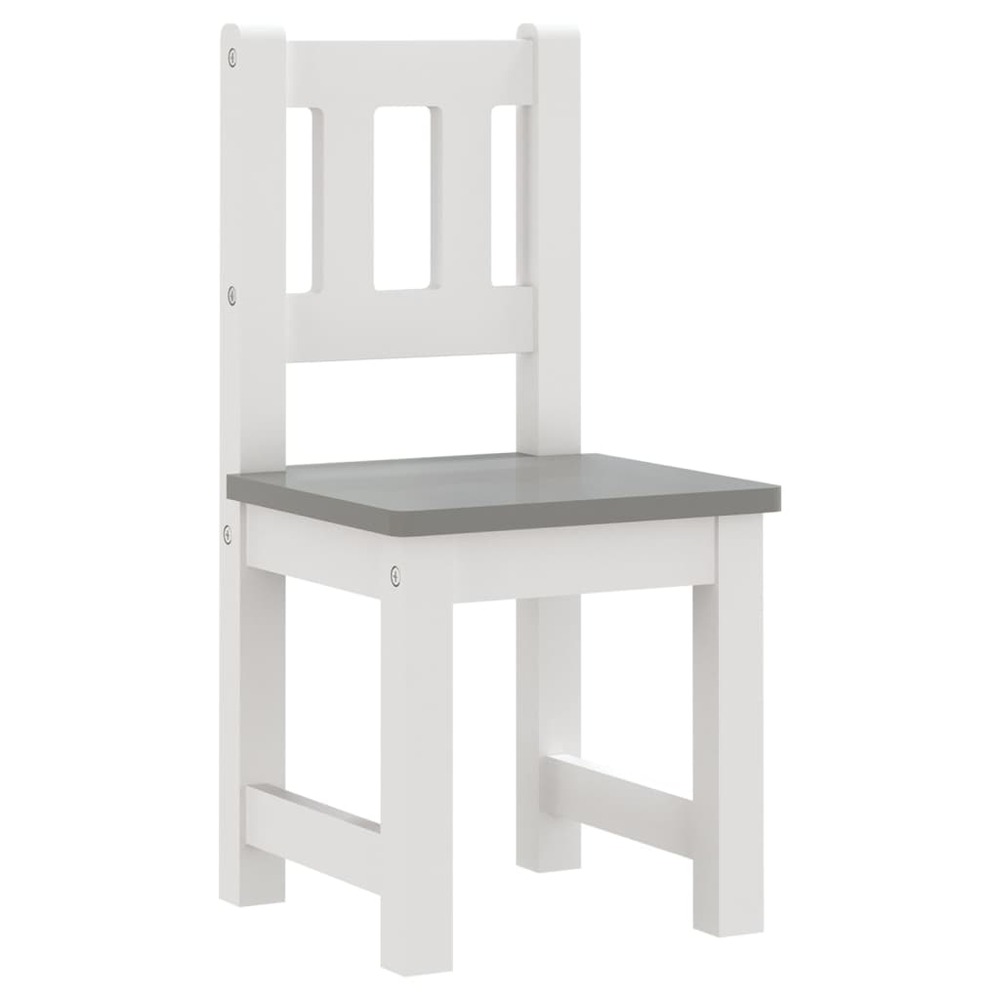 Ensemble de table et chaises enfants 3 pcs blanc et gris mdf