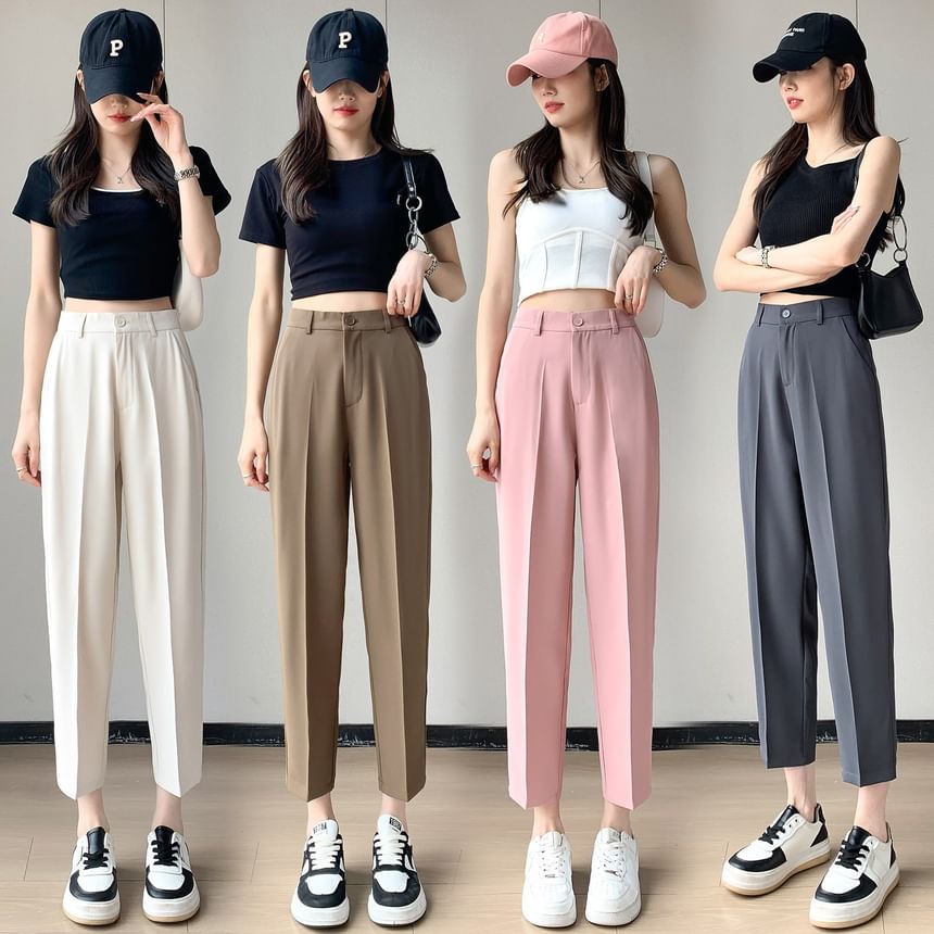 Jaqmine - Hoge taille effen rechte broek (verschillende ontwerpen)