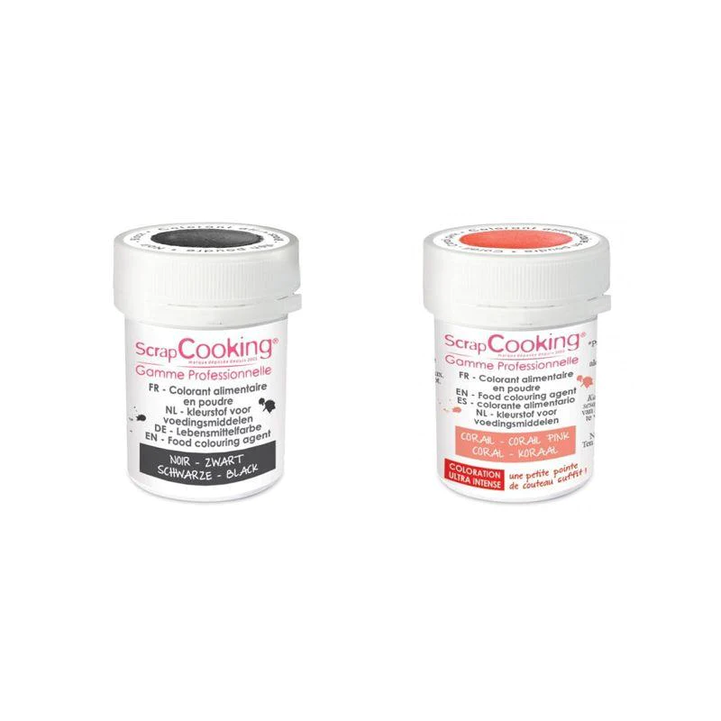 2 colorants alimentaires en poudre - corail-noir Scrapcooking