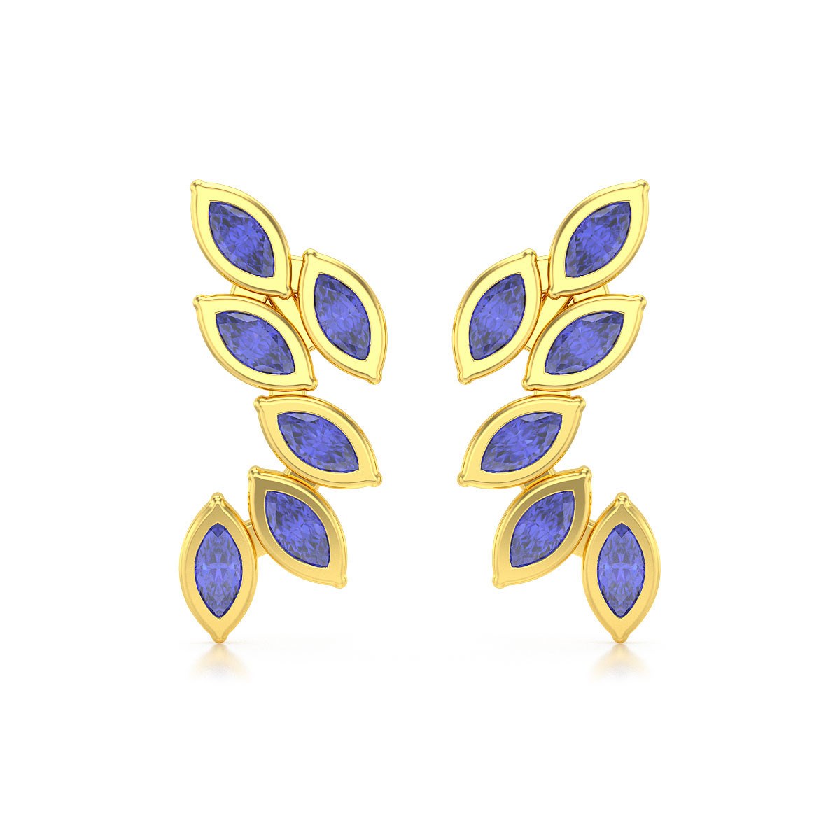 Boucles d'oreilles ADEN Or 585 Jaune et Tanzanite 1.71grs