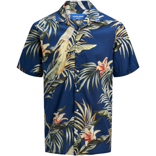 Jack & Jones - 12170478 JORMARTY ORGANIC SHIRT SS BLUE DEPTHS Azul