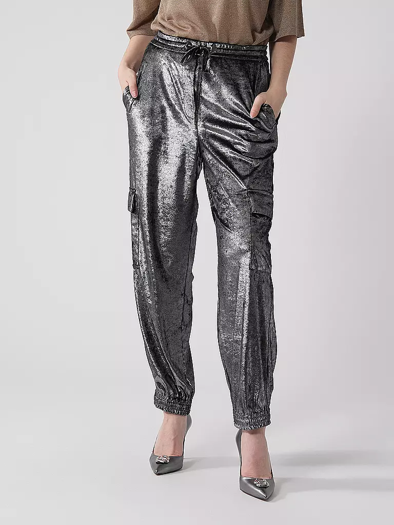 MAC Cargohose VELVET silber