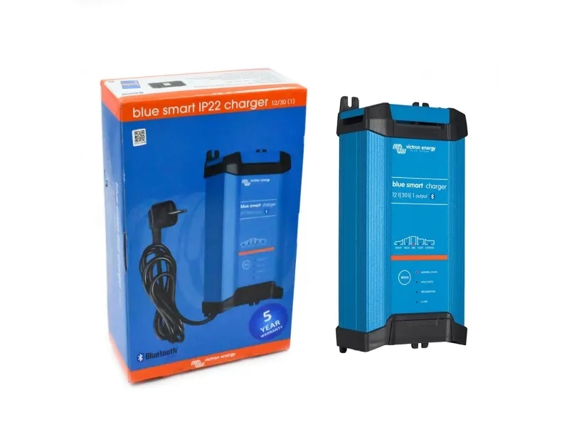 Victron Energy Blue Smart IP22 Charger 12/30 - Batterioplader - AC 180-265 V - Bluetooth - output-stikforbindelser: 1 - blå, RAL 5012
