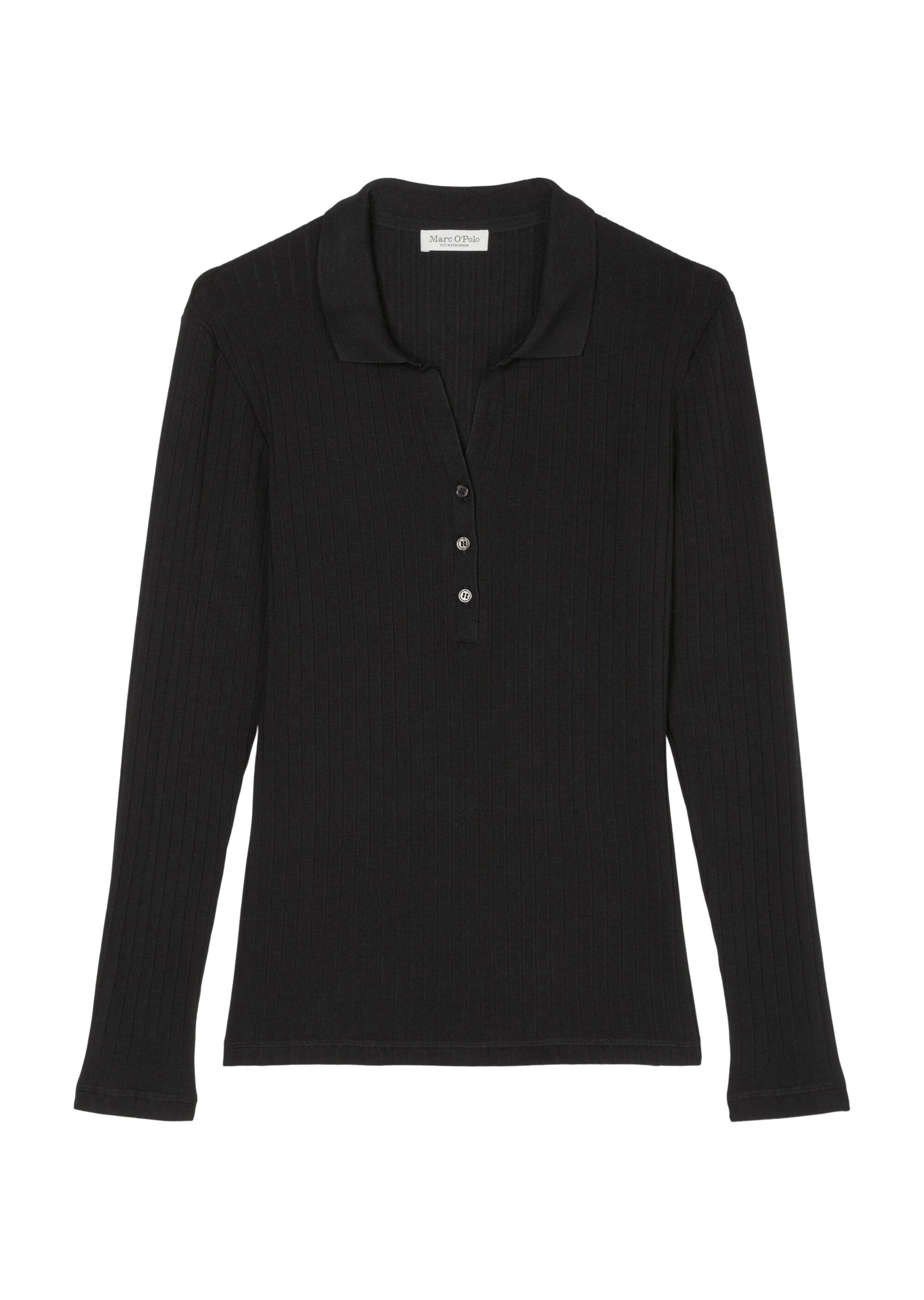 Longsleeve-Poloshirt regularaus softem Rippjersey
