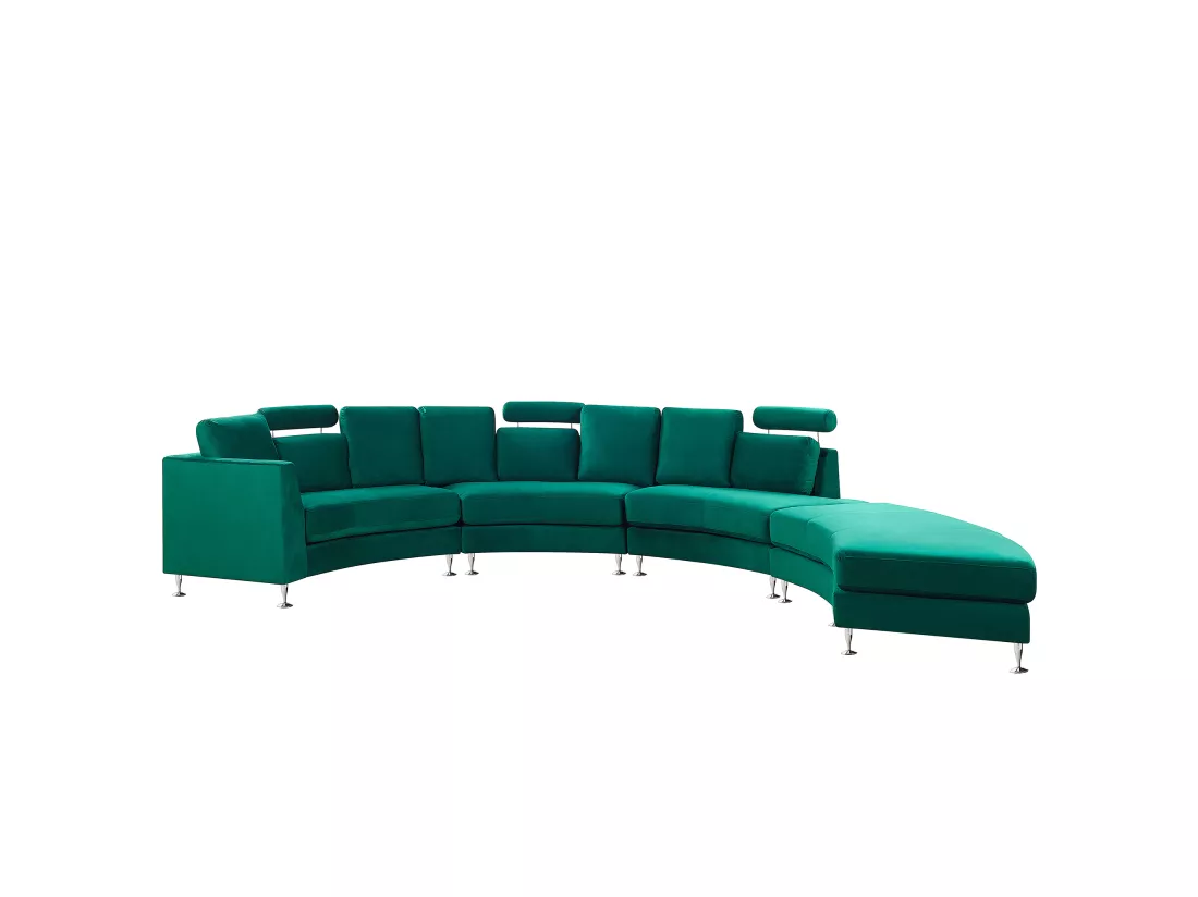Canapé circulaire modulable en velours vert foncé 8 places ROTUNDE