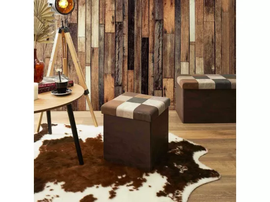 Coffre Pouf Pliable Patchwork Pu M4
