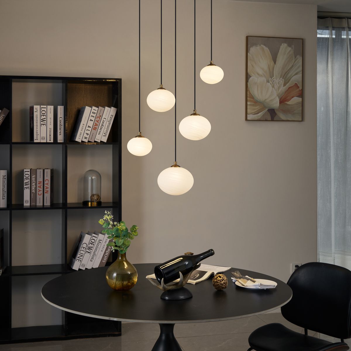 Art Deco hanglamp goud met opaal glas 5-lichts - Yani
