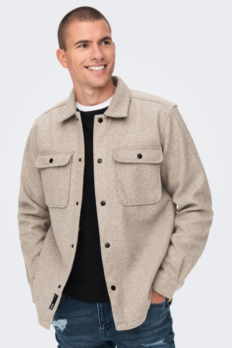 Only & Sons beige heren overhemd