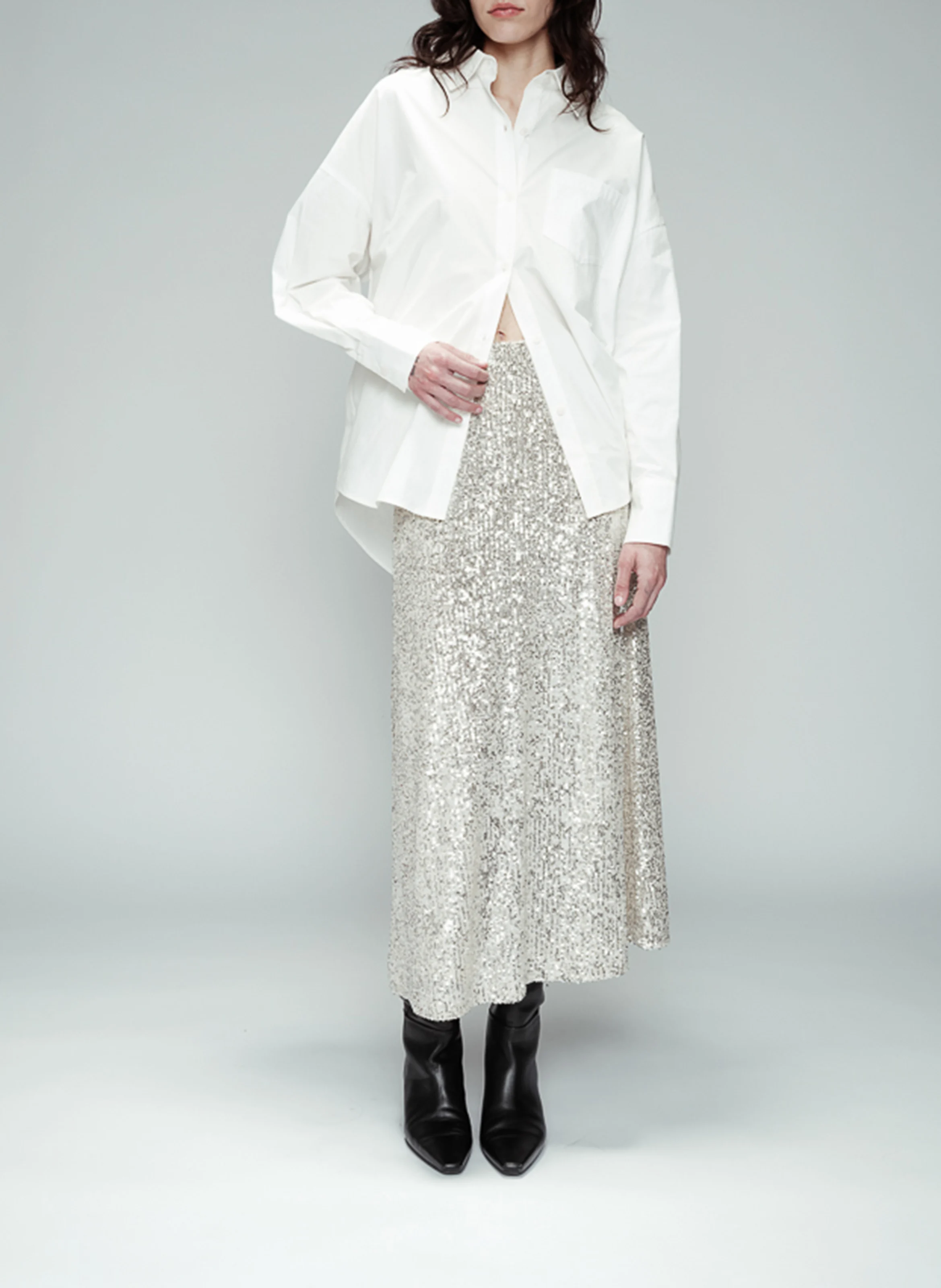 OBSESSION - Jupe longue à sequins | Argent