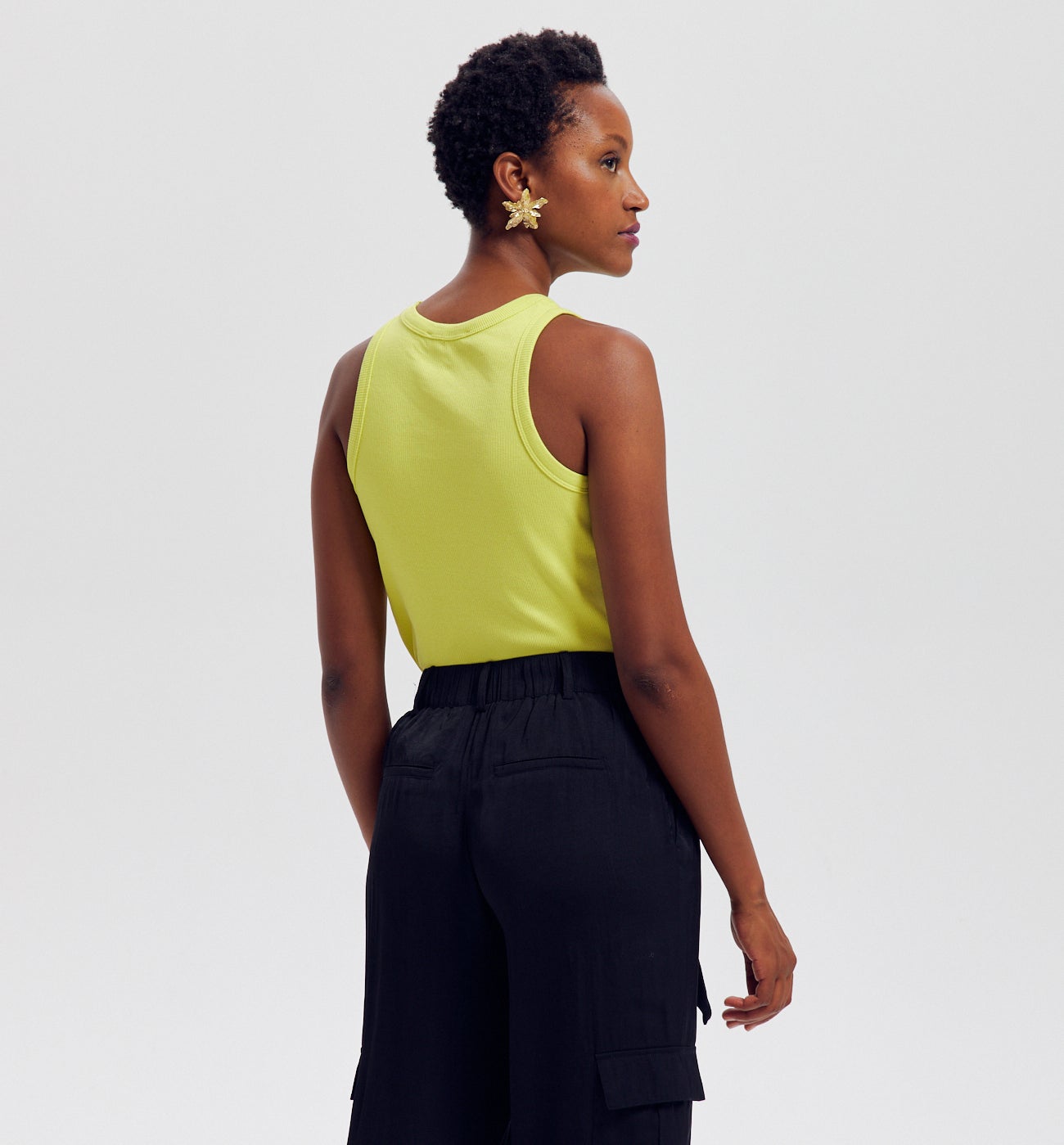 Débardeur en jersey uni Femme - Vert anis