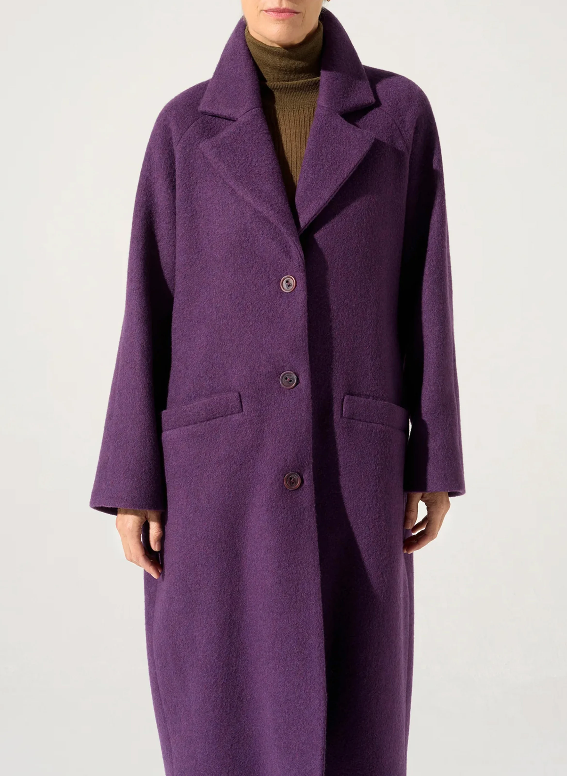 Manteau col tailleur en laine mélangée | Rouge