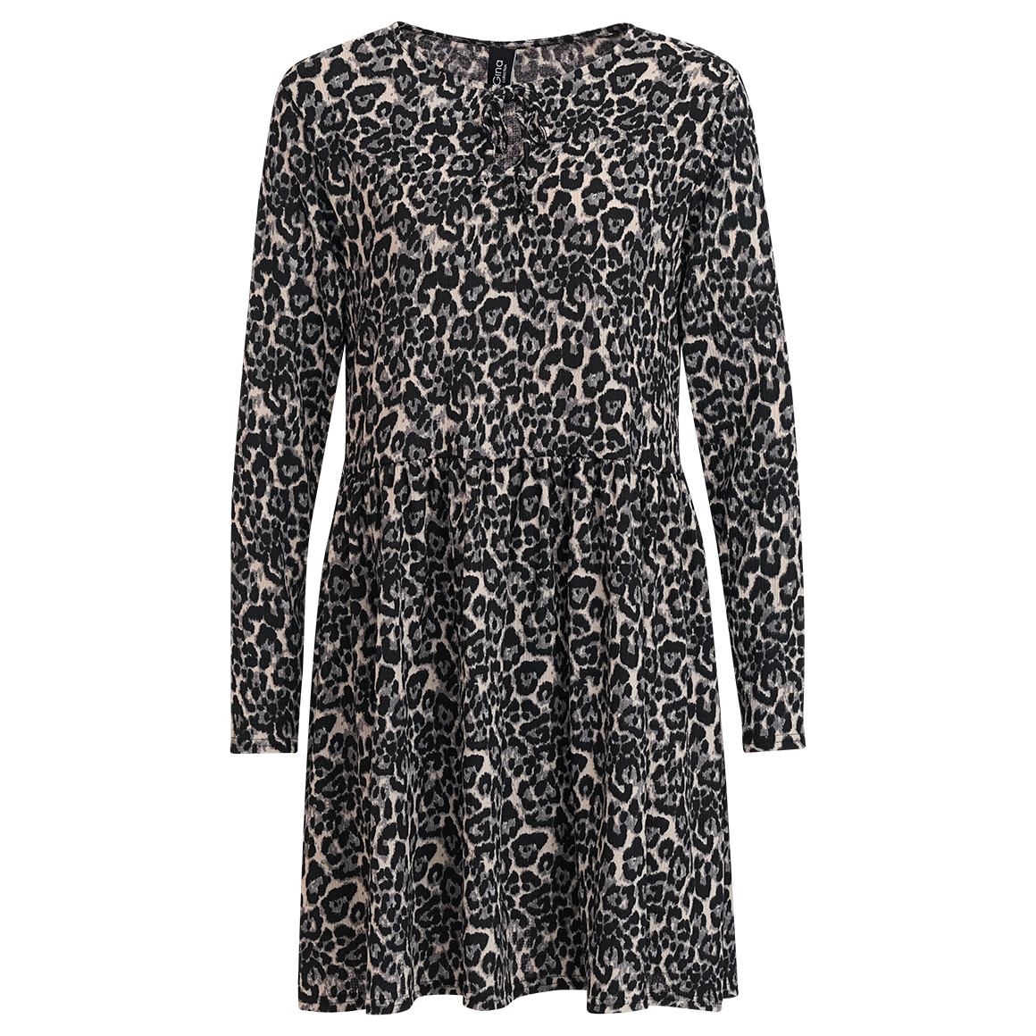 Gina Collection Damen Kleid mit Leo-Muster schwarz / beige