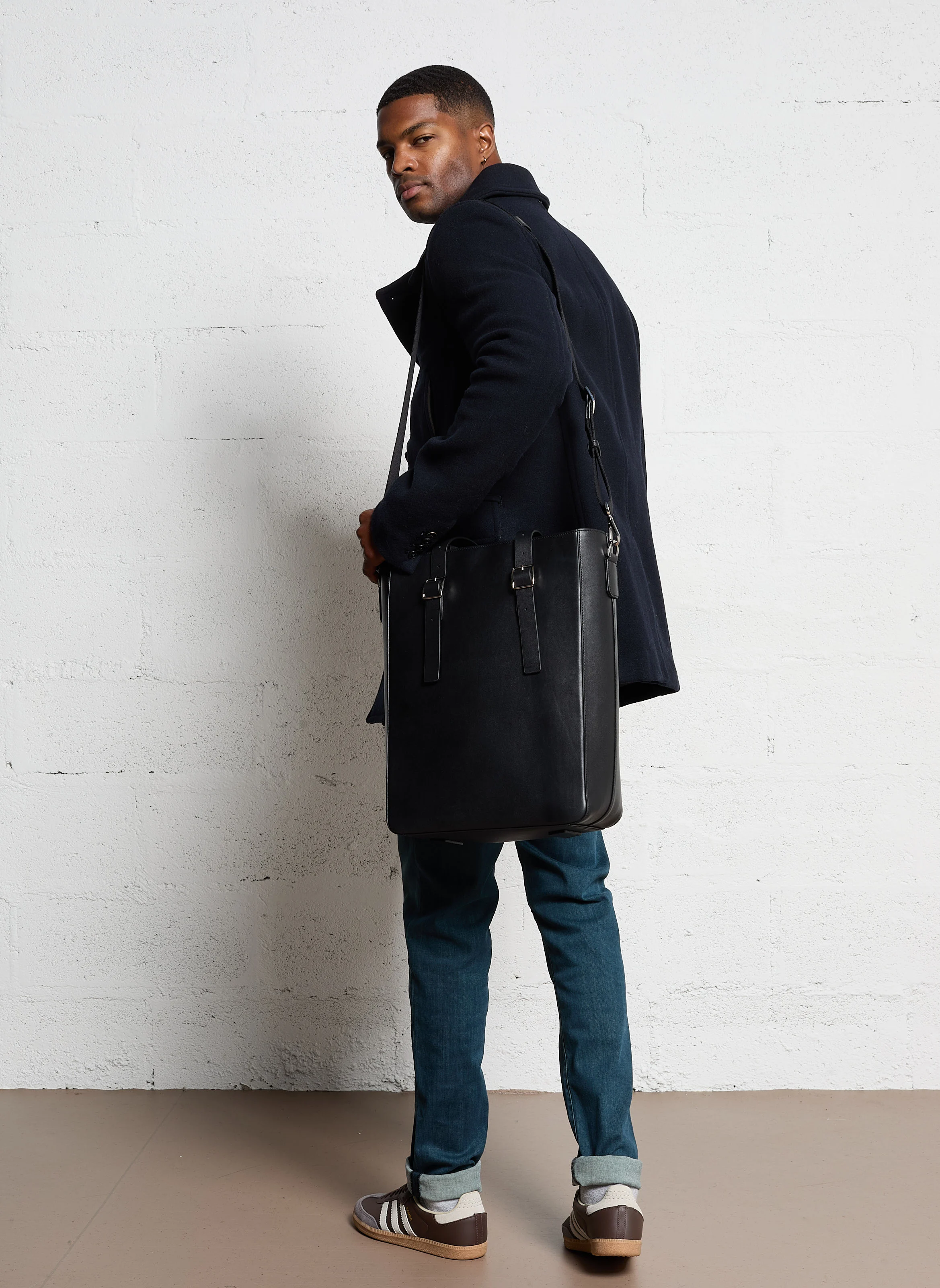 Sac porté épaule en cuir| Noir