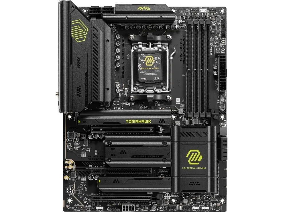 MSI MAG X870 TOMAHAWK WIFI - Bundkort - ATX - Socket AM5 - AMD X870 Chipset - USB4, USB 3.2 Gen 2, USB-C 3.2 Gen2, USB-C 3.2 Gen 2x2, USB 3.2 Gen 1 - 5 Gigabit Ethernet, Wi-Fi 7 - onboard grafik (CPU påkrævet) - HD Audio (8-kanaler)