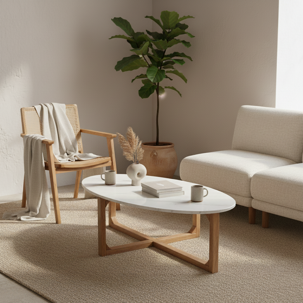 Salontafel Marmer Ovaal Wit