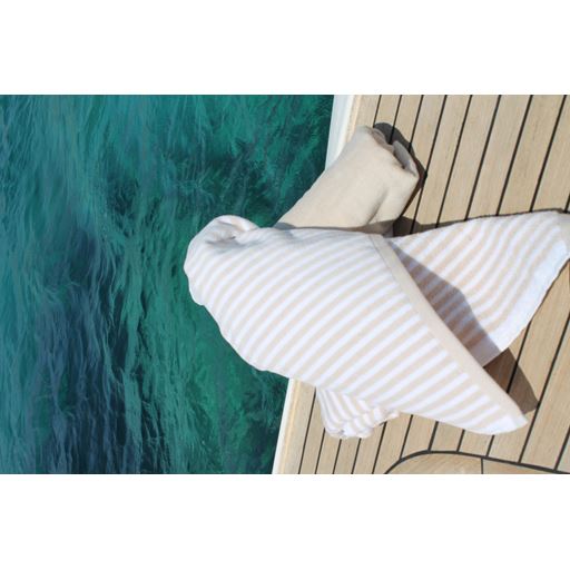 OMHU Frotté Stripe Håndklæde, Sand, 50x100 cm