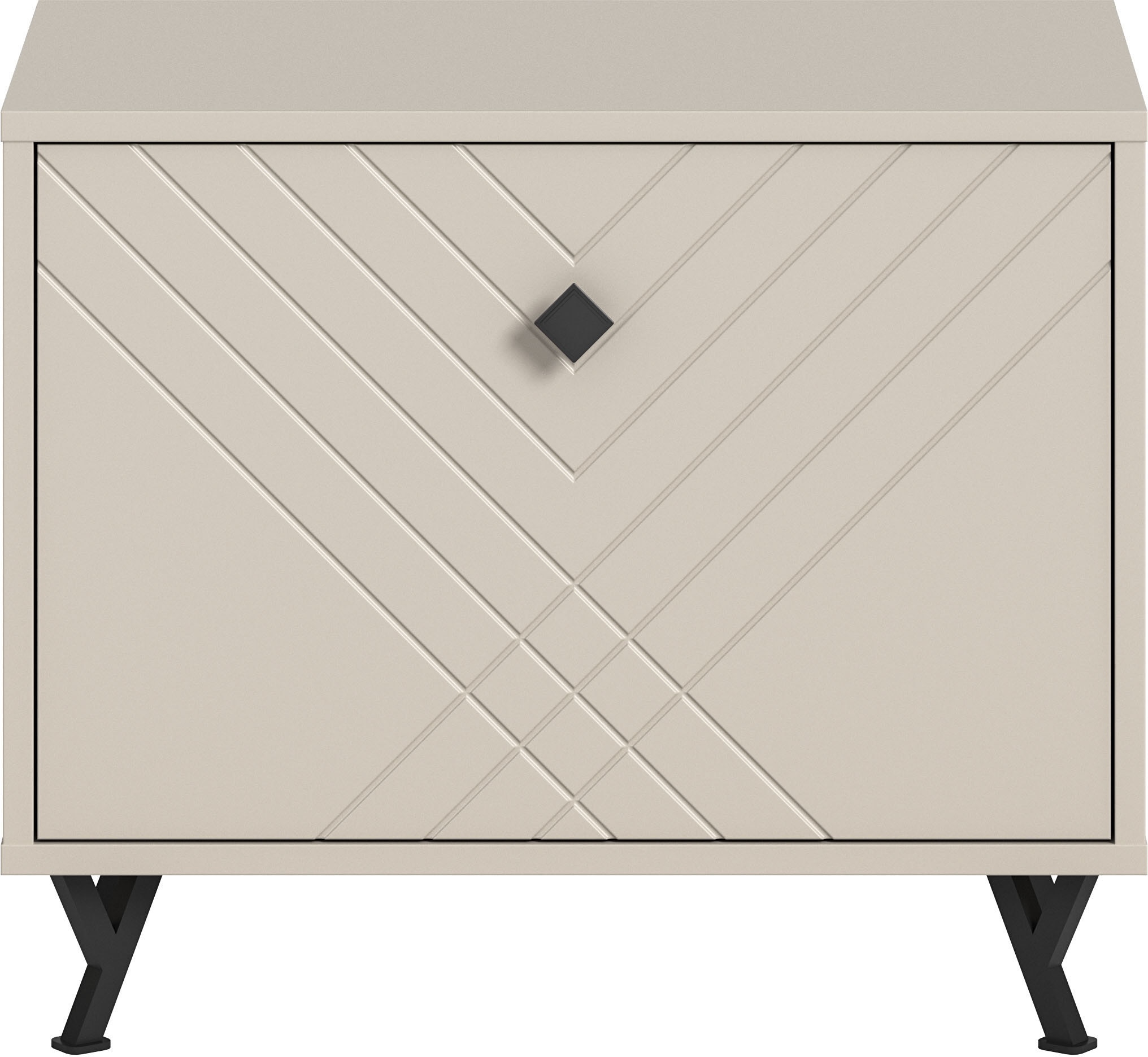 INOSIGN Sitzbank »Mento, Breite 57 cm, 1 Klappe, 1 Fach, Metall Knopfgriff & Y-Füsse« Klappe mit Ornamentfräsung, Truhe, Flurbank, Garderobe, Flur, Diele