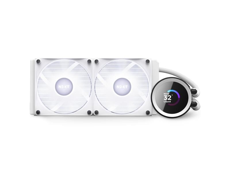 NZXT Wasserkühlung Kraken 240 RGB Weiss Wasserkühler für Intel und AMD Prozessorsockel mit LCD-Anzeige und RGB-Lüftern