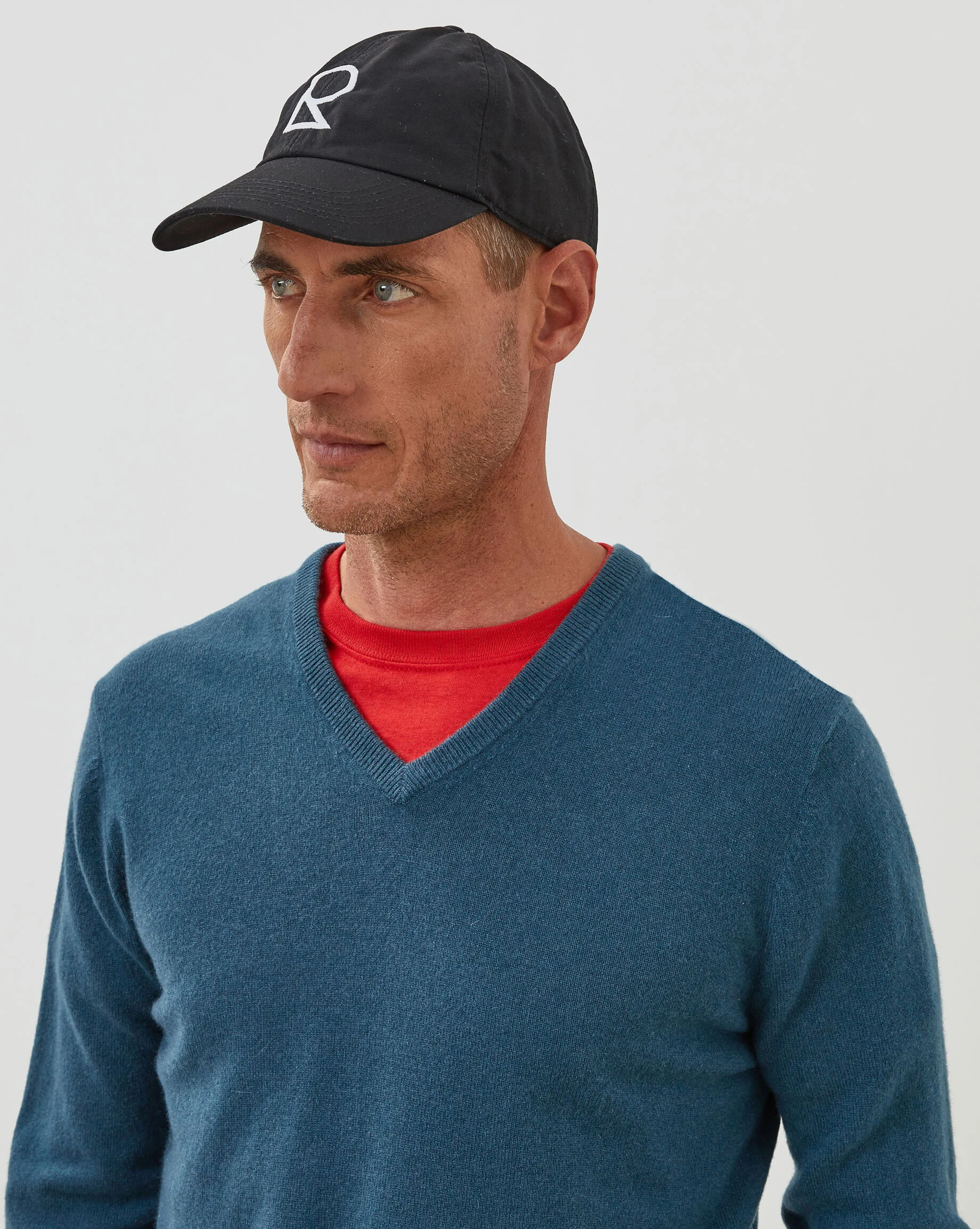 Pull homme col v en cachemire 2 fils | Bleu