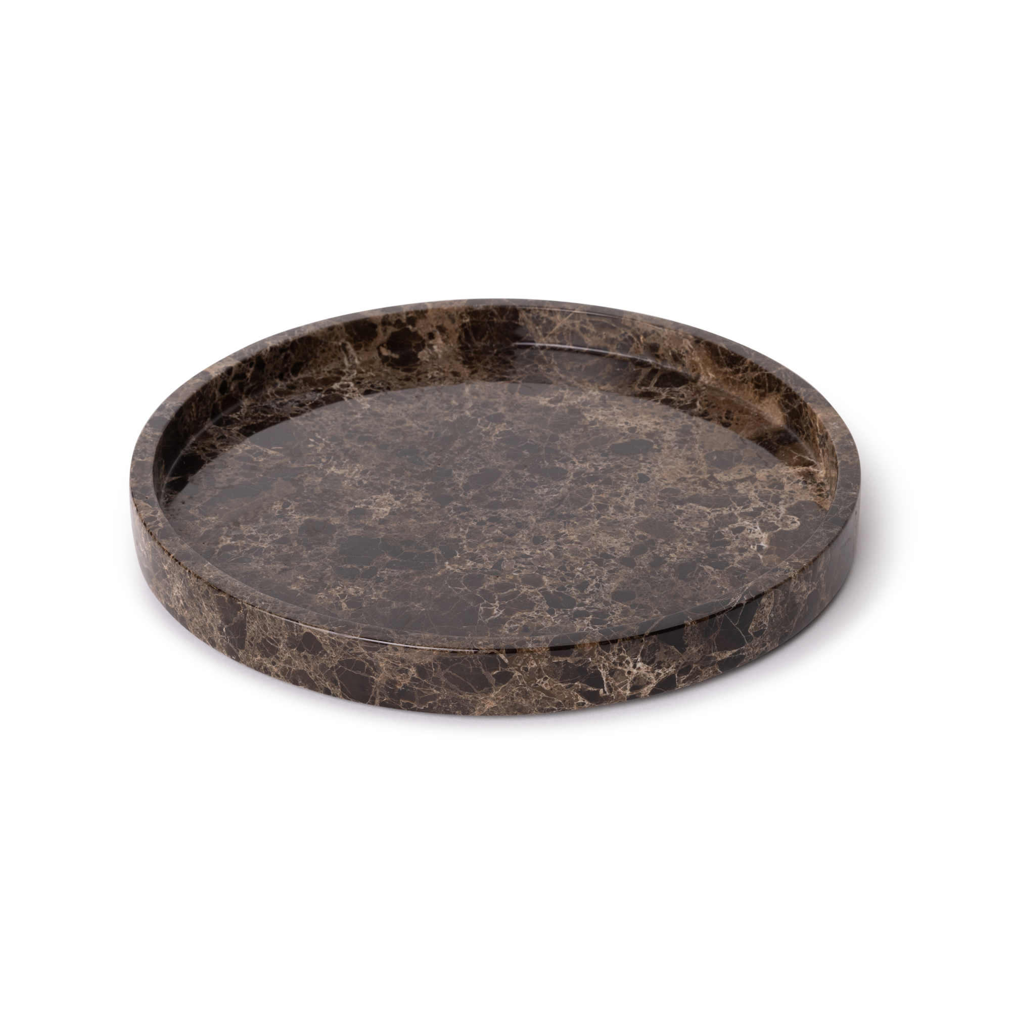 Dienblad Marmer rond met rand tray Ø30 cm bruin