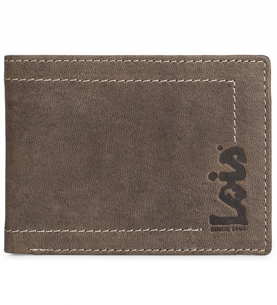 Carteira de couro Lois 201507 marrom - 11,5 x 9 cm -
