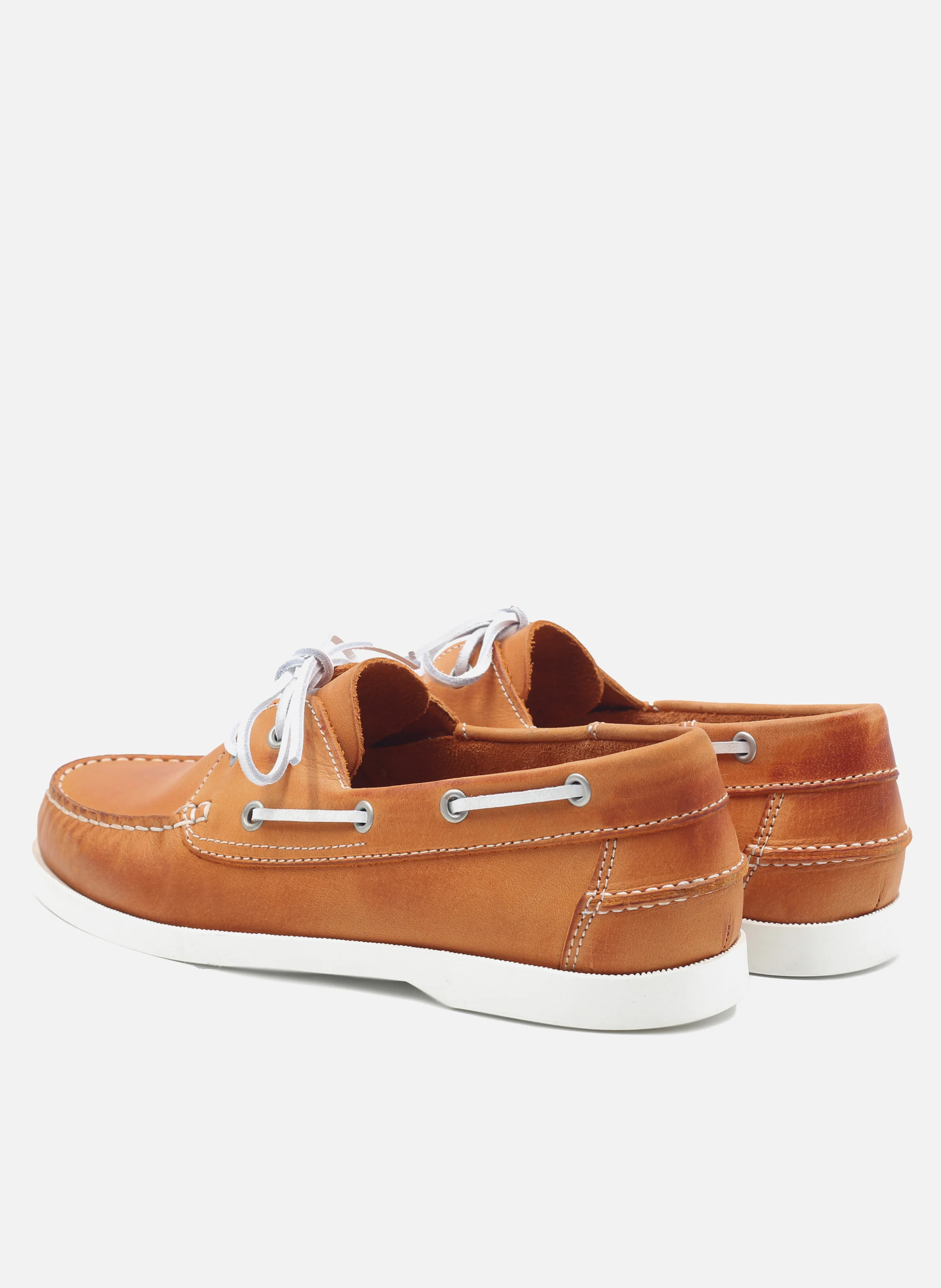 Chaussures bateau cuir mat brossé | Orange