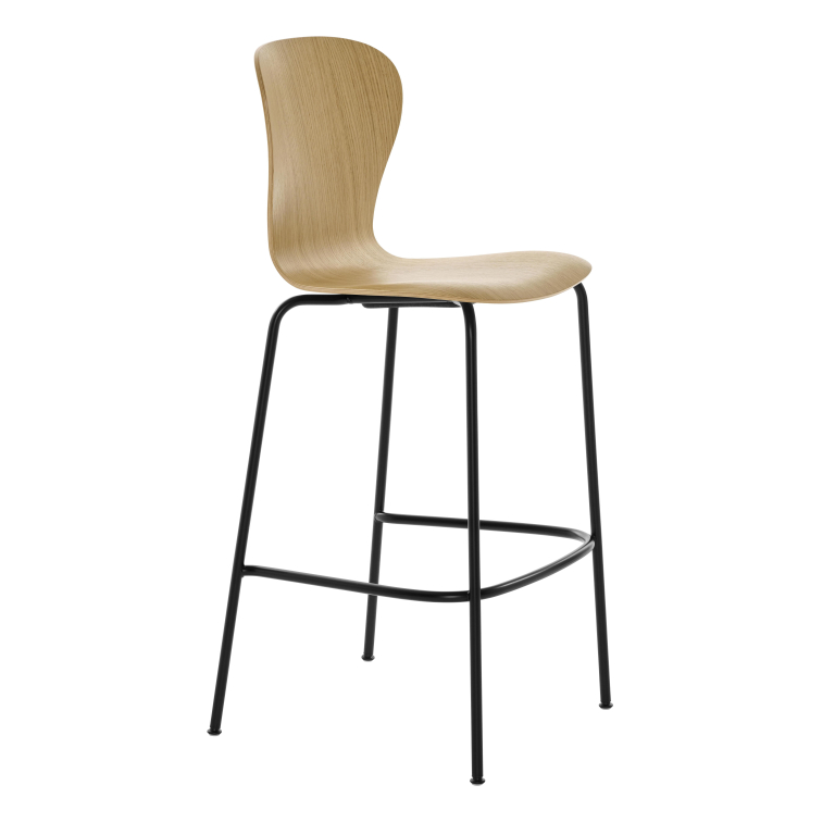 Thonet S220 H barkruk H78 zwart onderstel eiken