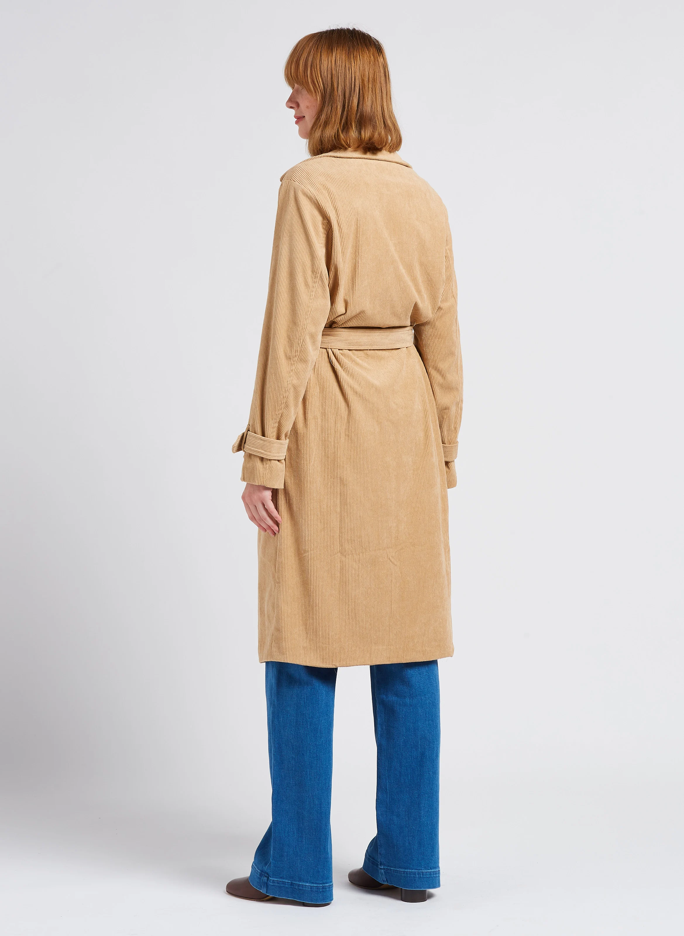 EULALIE - Trench en velours côtelé| Beige