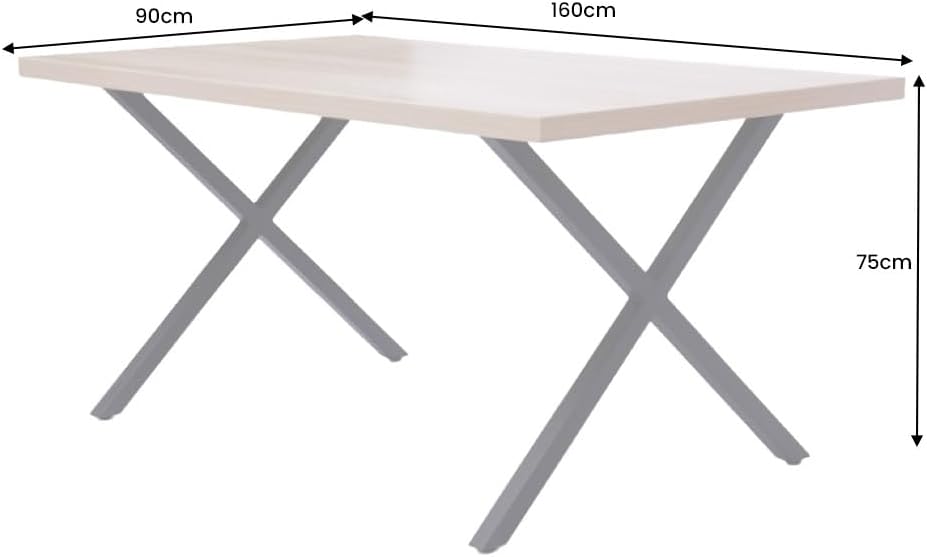 Riess Ambiente Industrial Esstisch LOFT - 160cm - Natur schwarz - rechteckig Eiche-Dekor X-Gestell Stahl Holzoptik