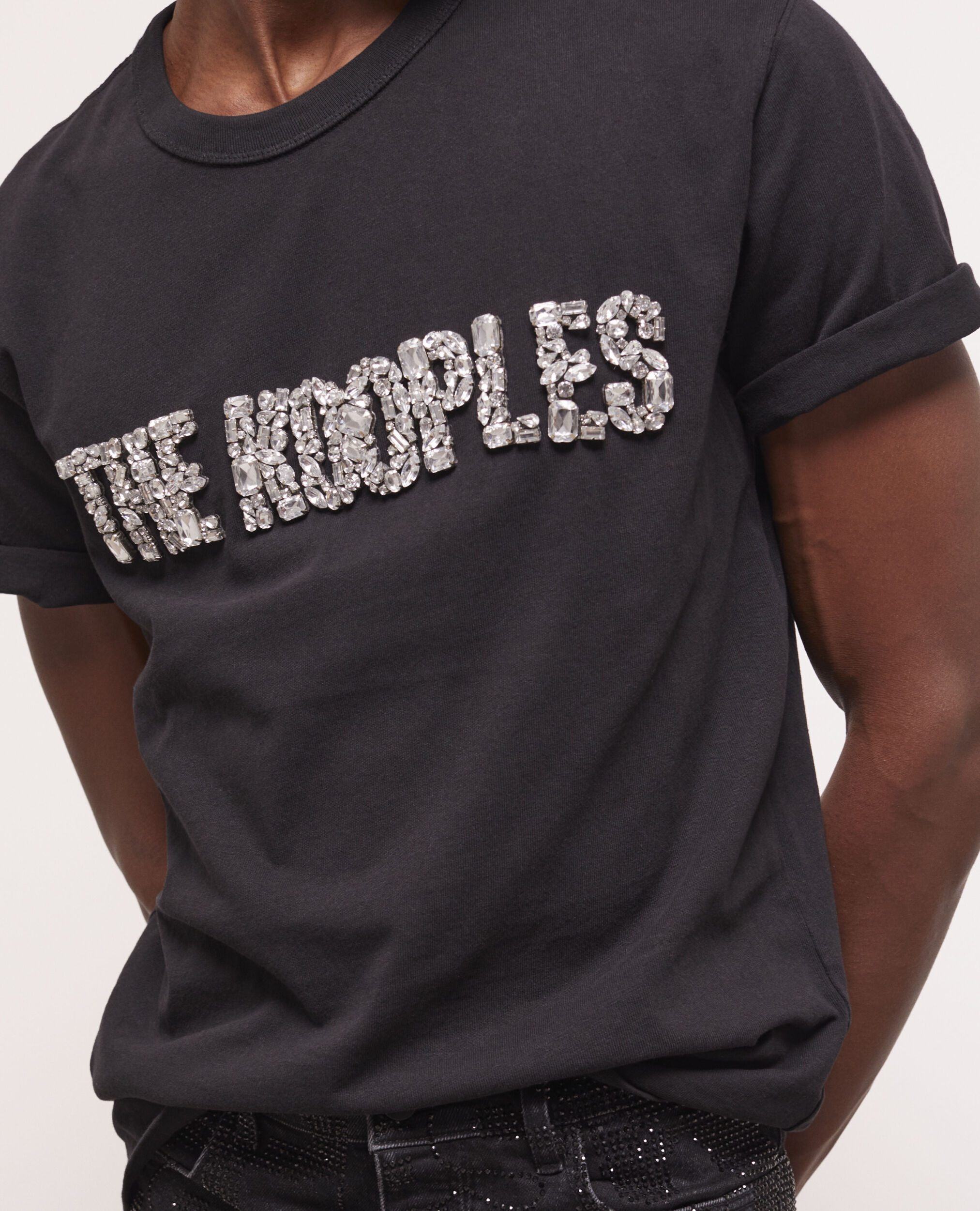 T-shirt à logo strass noir