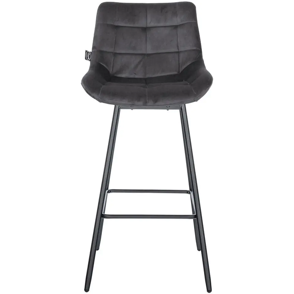 CLP Barkruk Weston zwart Frame - Fluweel - donkergrijs
