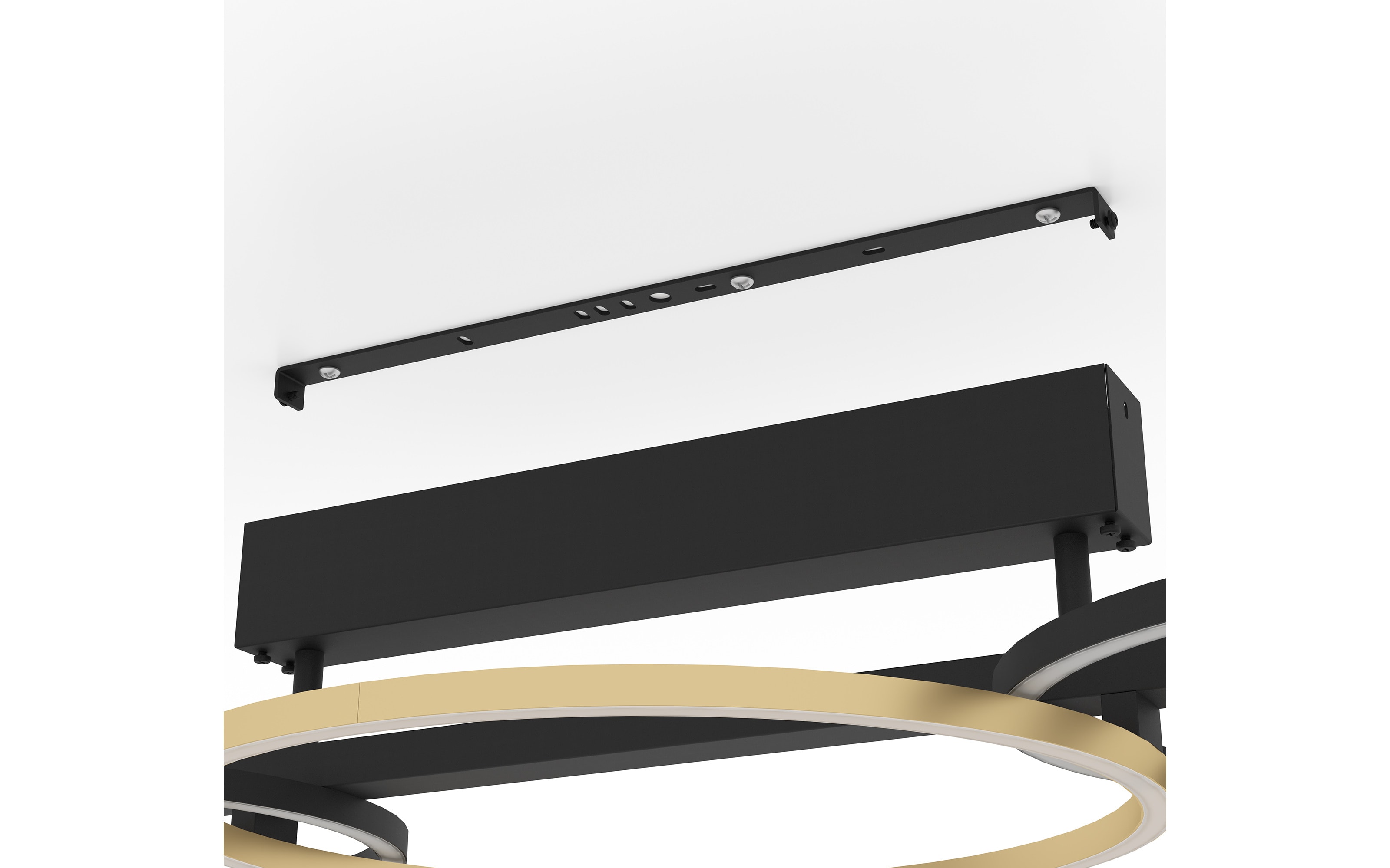 LED-Deckenleuchte LANACERA, schwarz/gold, inkl. Dimmfunktion