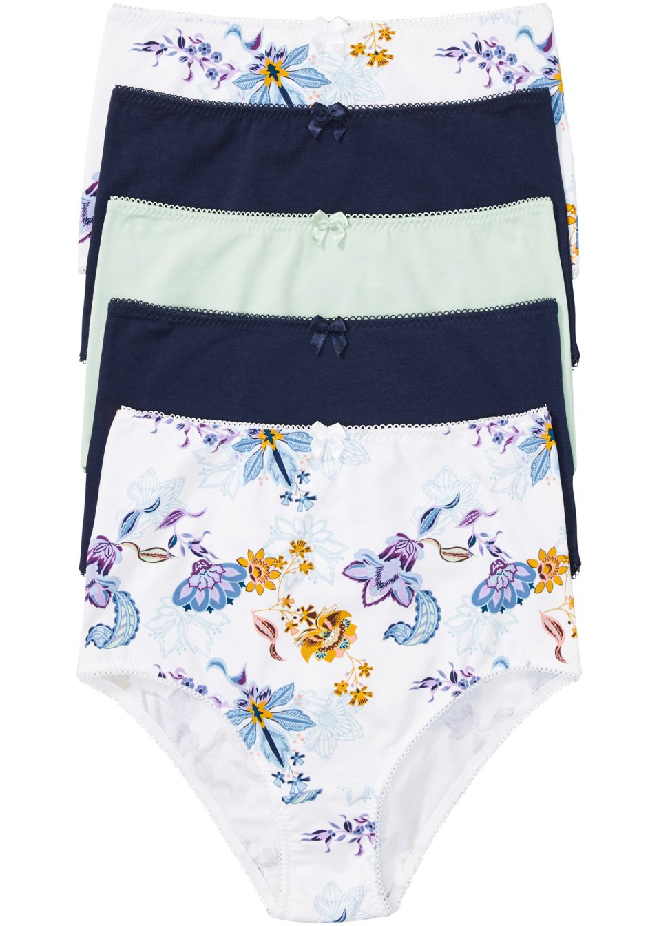 Lot de 5 slips taille haute avec coton