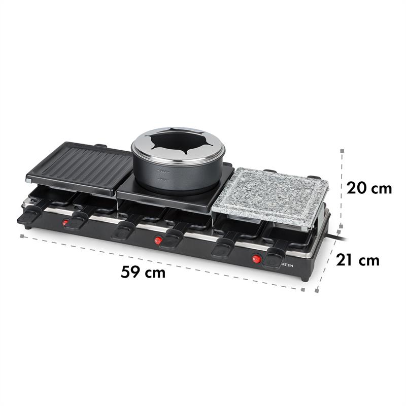 Fonduelette XL 3-in-1 Raclettegrill Fondue Naturstein 1650W 12 Pers