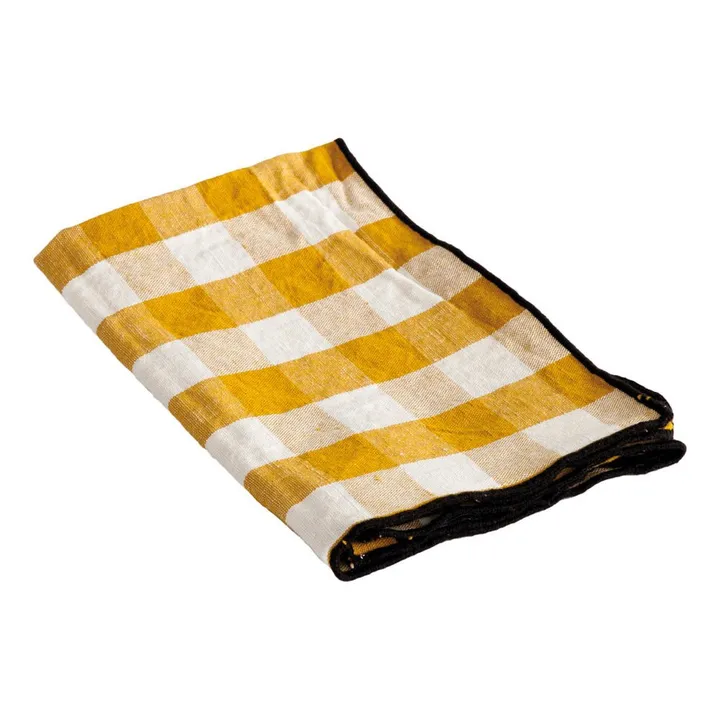 Maison de Vacances Torchon Bourdon noir toile mimi 48x75 cm | Vichy Ocre