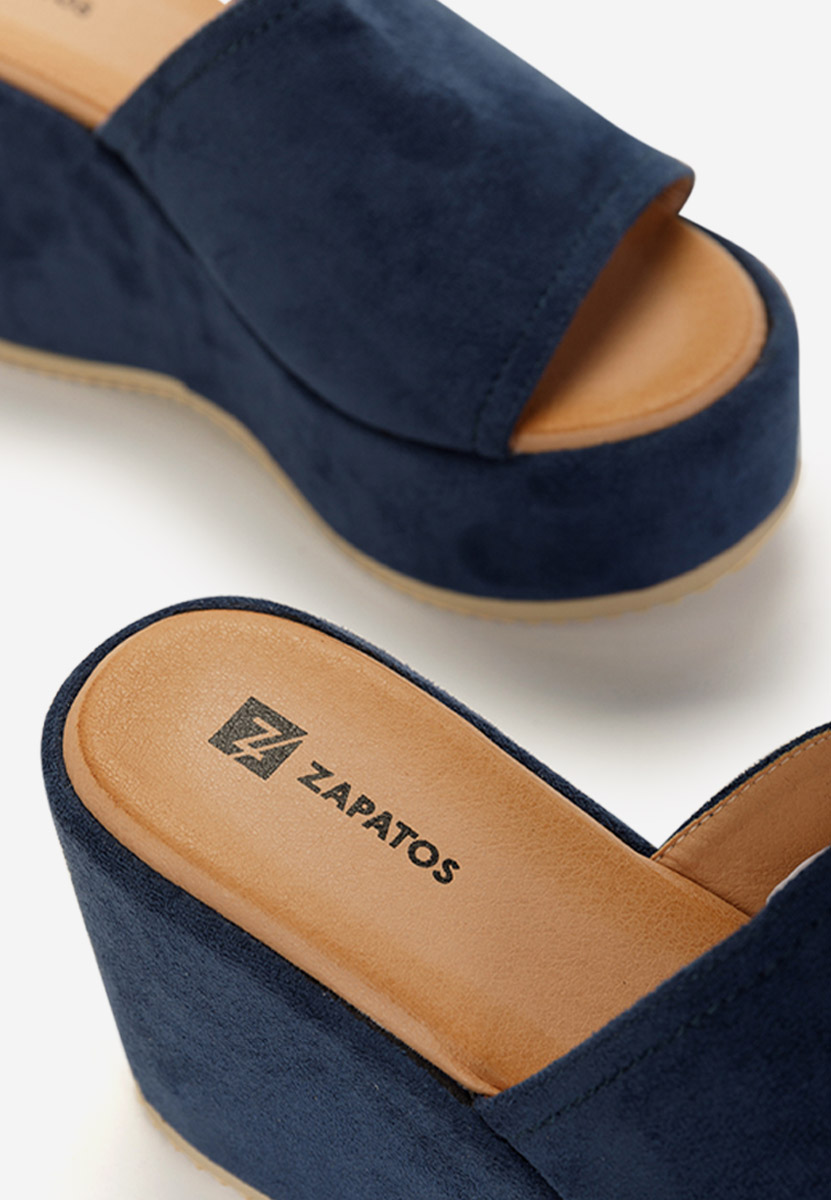 Pantoufles à plateforme bleus Belona