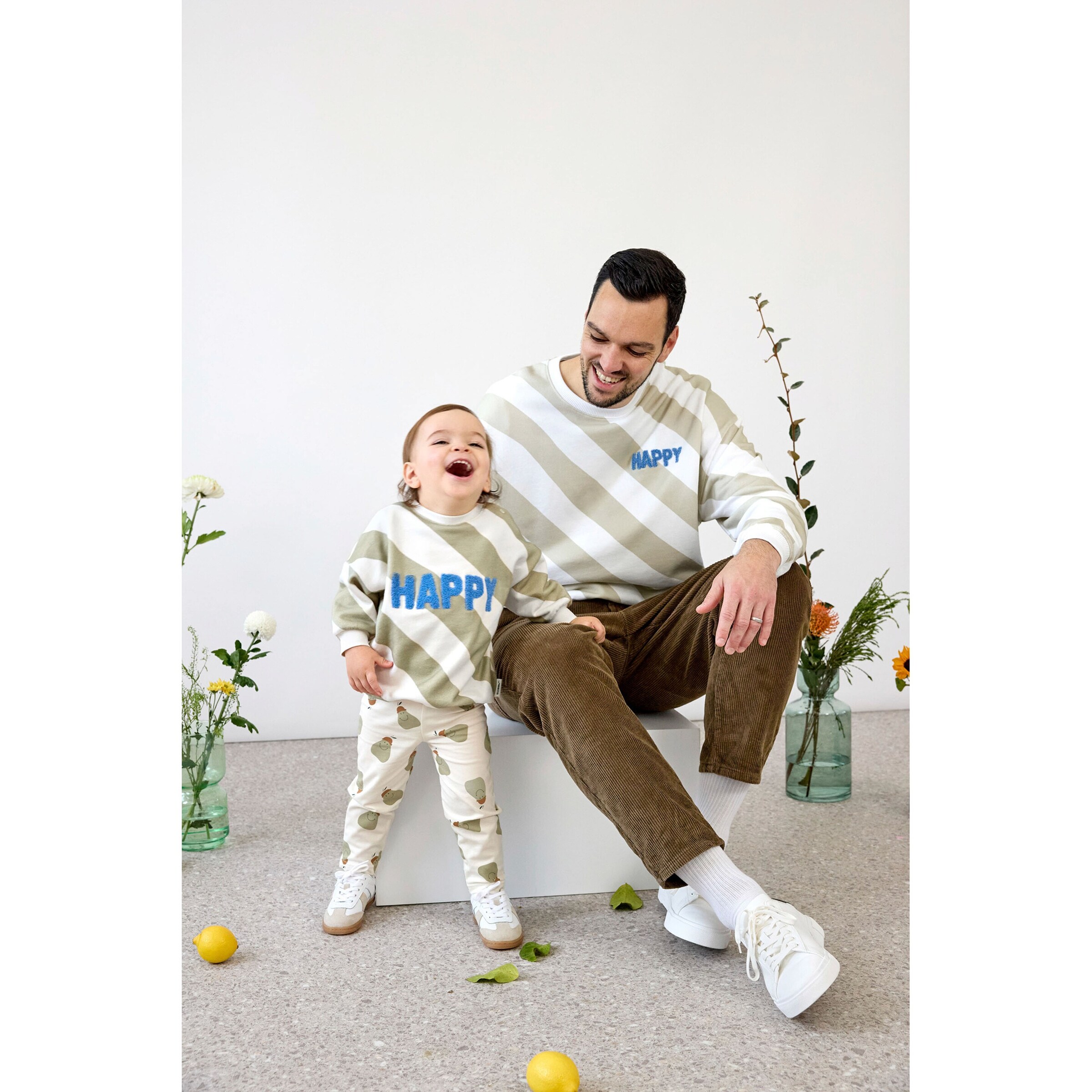 Lässig Sweatshirt Streifen Happy Little Gang natur/mint