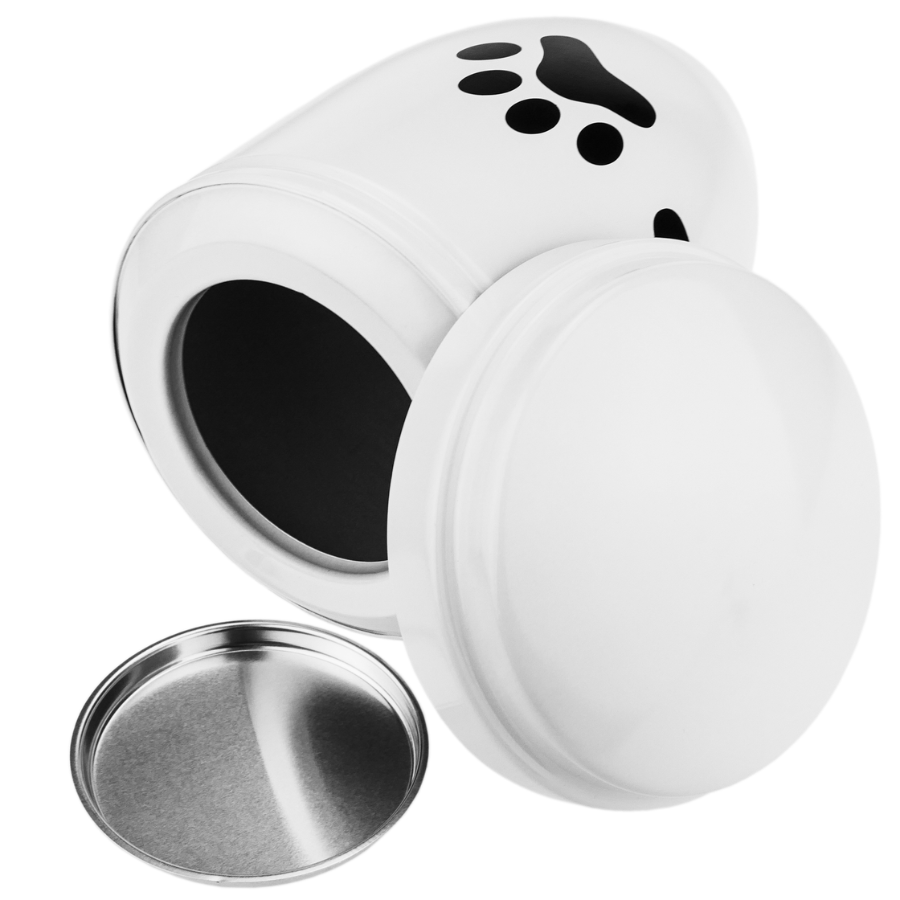 Urna para cinzas de cremação, lembrança funerária, recipiente de metal branco, 160x225 mm, design com pegada