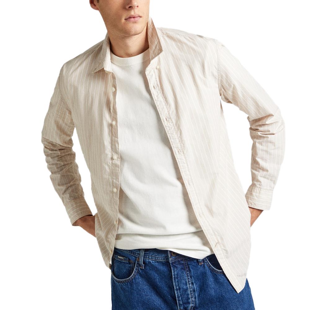 Pepe jeans Chemise Beige/Blanche Homme Pepe jeans Peter