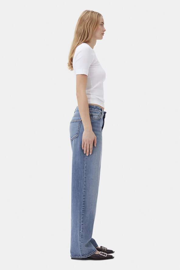 Ganni Soft Cotton Rib Short Sleeve T-Shir Bright white