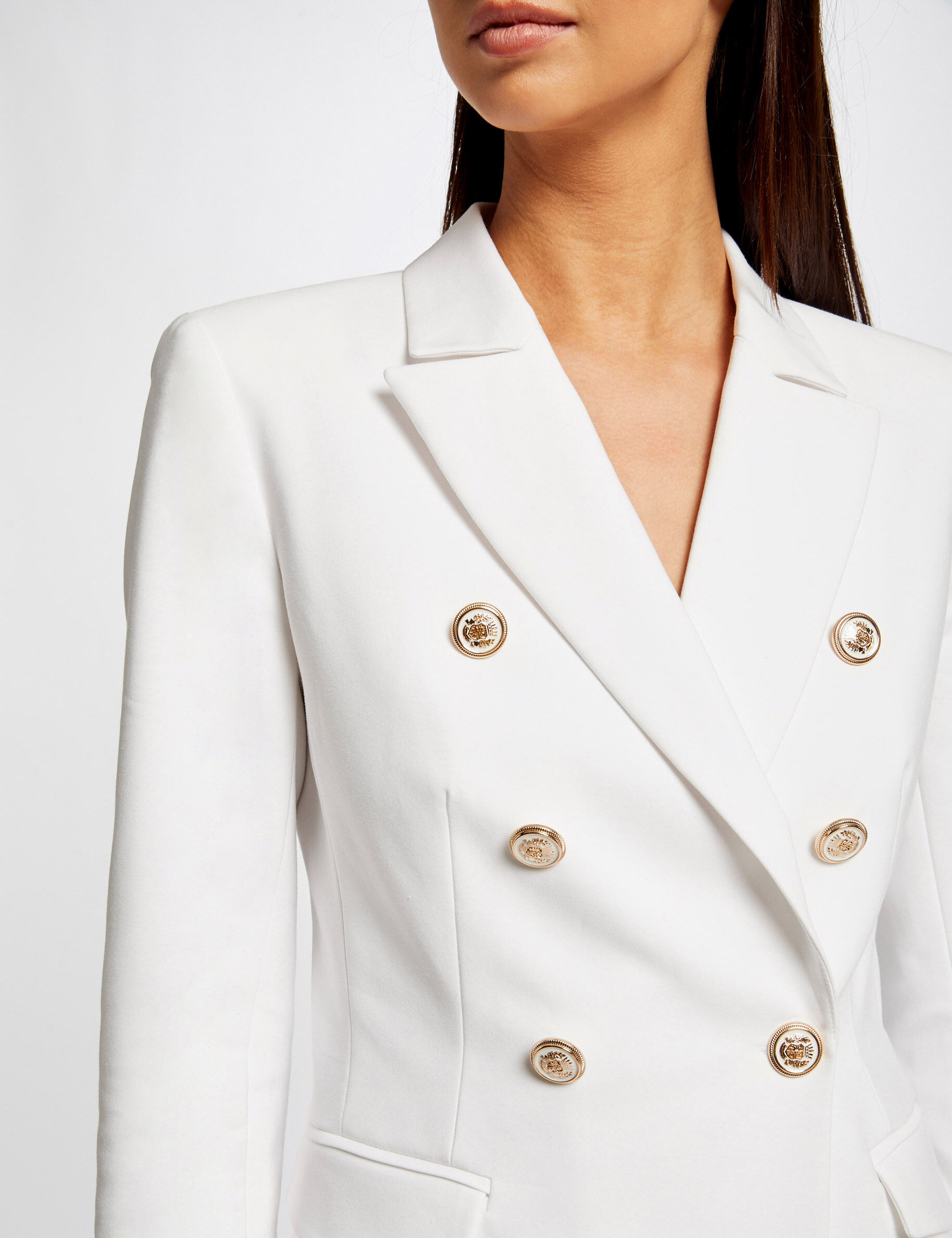 Veste cintrée avec boutons ecru femme - ecru