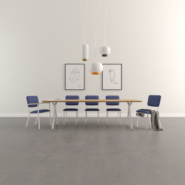 Studio HENK Slim X-Type tafel 220x90 zwart frame, hardwax light 3041, verjongd ronde hoeken
