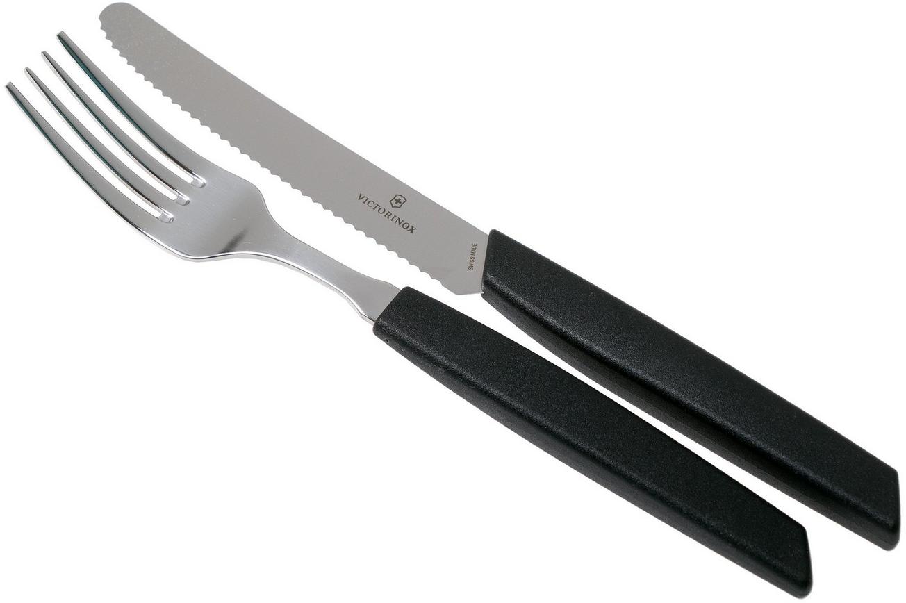 Victorinox Swiss Modern 6.9093.11W.12, 12-delige bestekset met tomatenmes, zwart