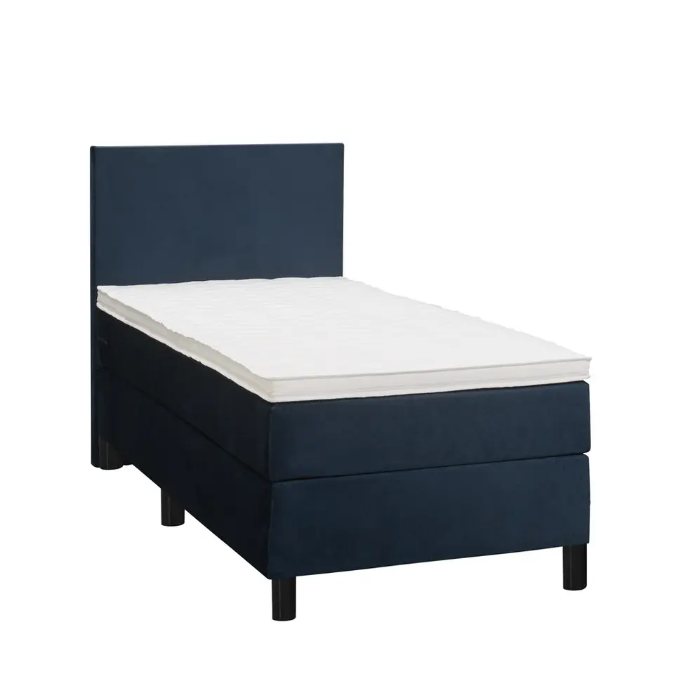 Boxspring Liv egaal - blauw - 90x200 cm - ronde poot
