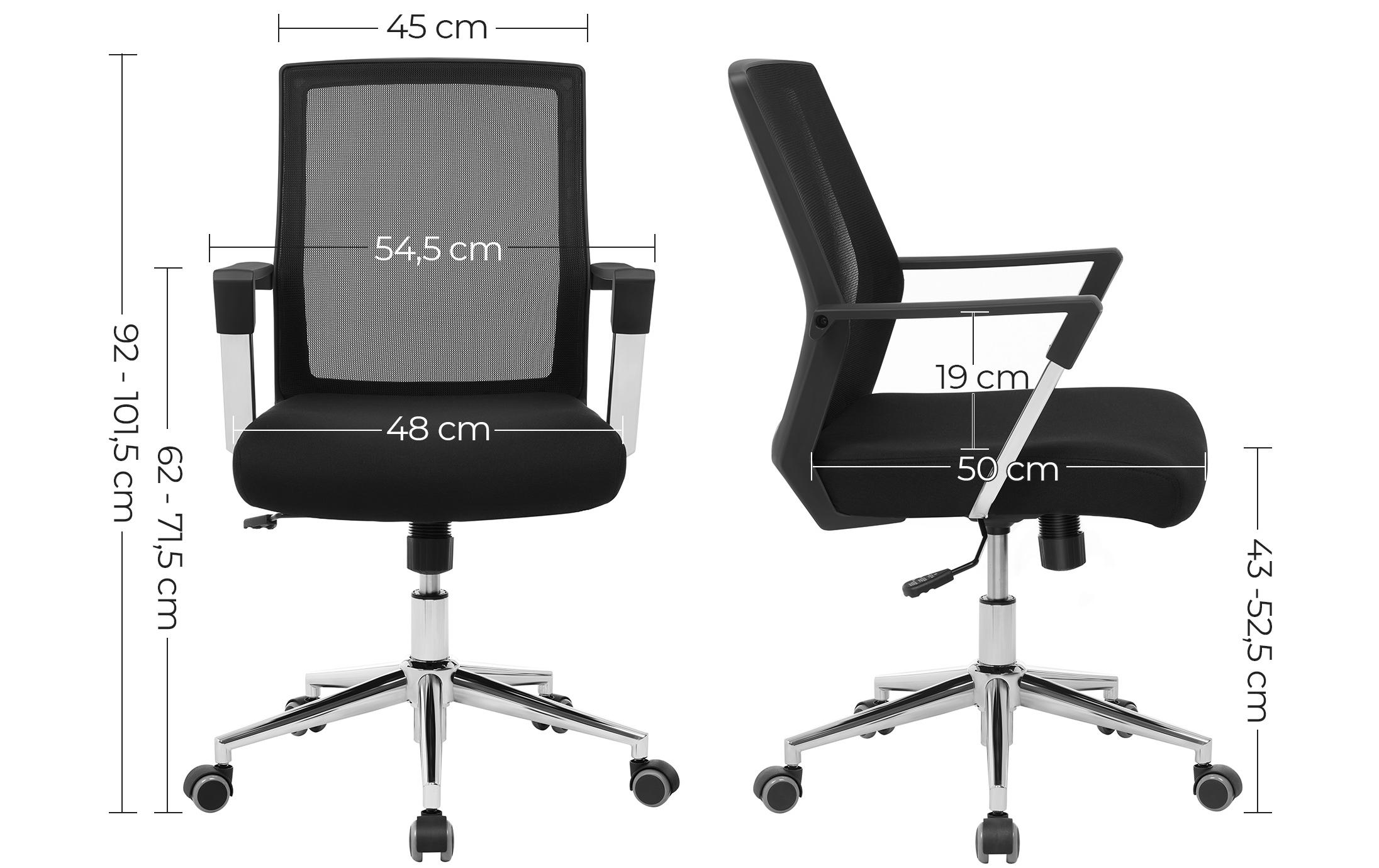 Bürostuhl mit Netzrücken und Armlehnen, SchwarzBequemer und ergonomischer Schreibtischstuhl