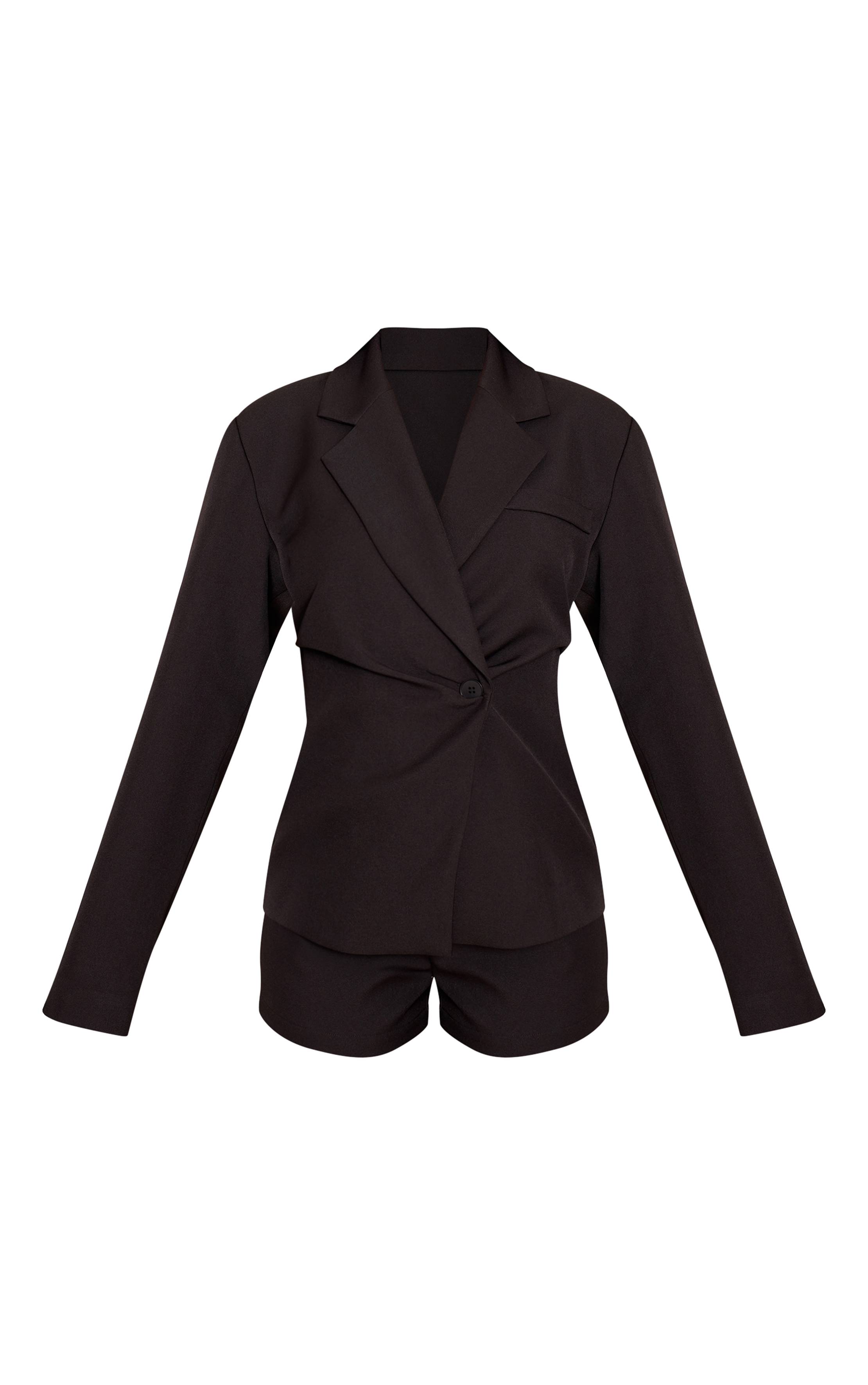 Noir Combi-short Tailleur Tissé Style Blazer